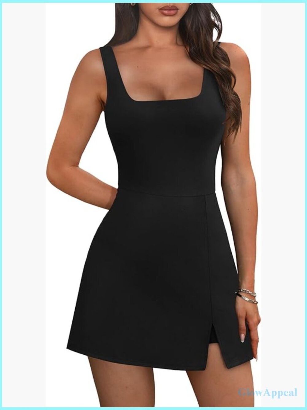 Athletic Dress for Women Mini U Neck Sleeveless Built in Shorts with Pockets